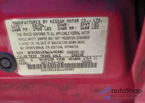 2006 Nissan Sentra 1.8S from USA, damaged, VIN 3N1CB51D36L640580